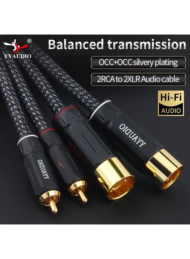 كابل صوتي من النحاس أحادي البلورة مطلي بالفضة من ذكر RCA إلى أنثى XLR بطول 1 متر (39.37 بوصة) - Image 1